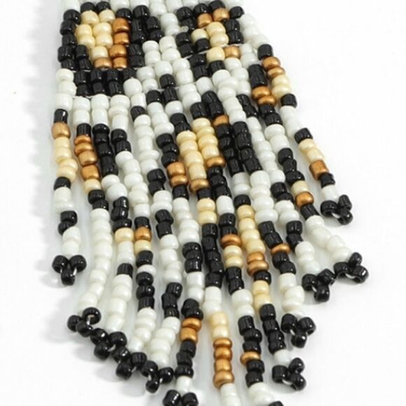 LEOPARD BEADED FRINGE EARRINGS - Picture 3 of 3